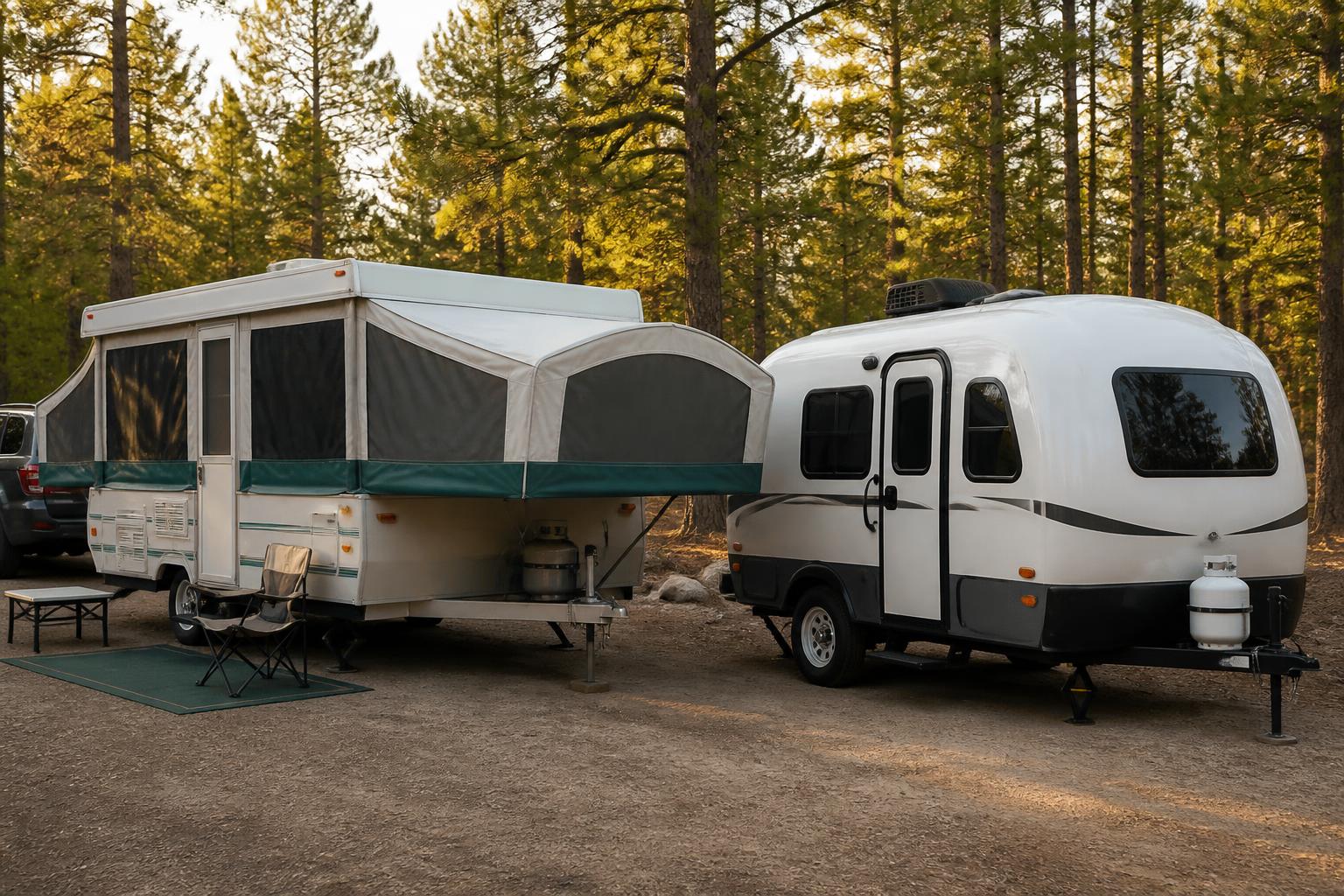 Illustration for: How does a pop-up camper compare to a small travel trailer?